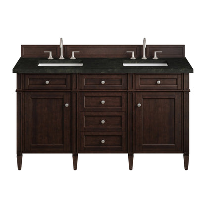 Brittany 60" Double Vanity, Burnished Mahogany, w/ 3 CM Phantome Eclos Top