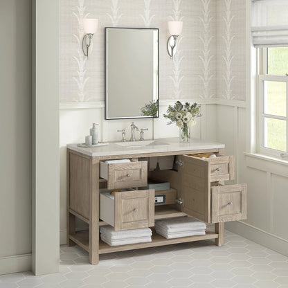 Breckenridge 48" Single Vanity, Whitewashed Oak, w/ 3 CM Siberian Silestone Top