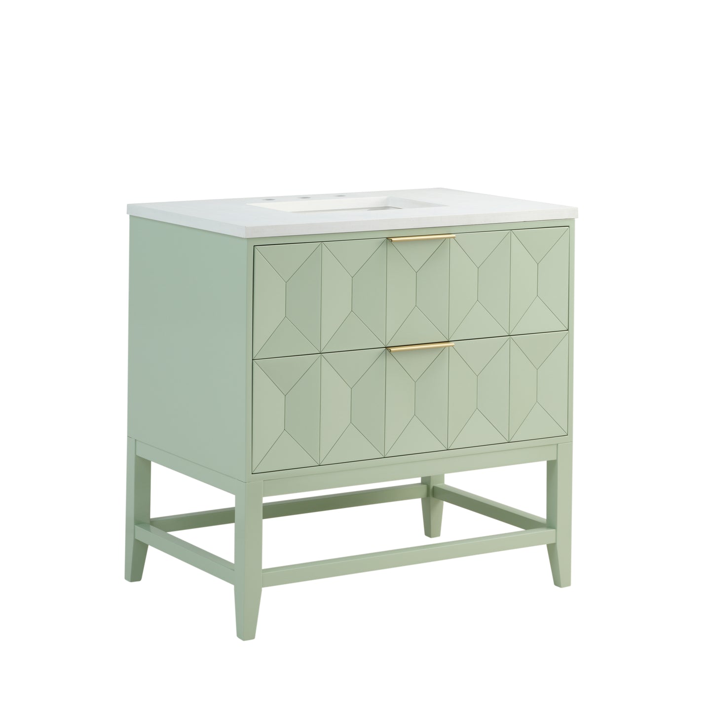 Renovate for Less Atlanta Emmeline 36" Single Vanity, Pistachio w/ 3 CM White Zeus Top