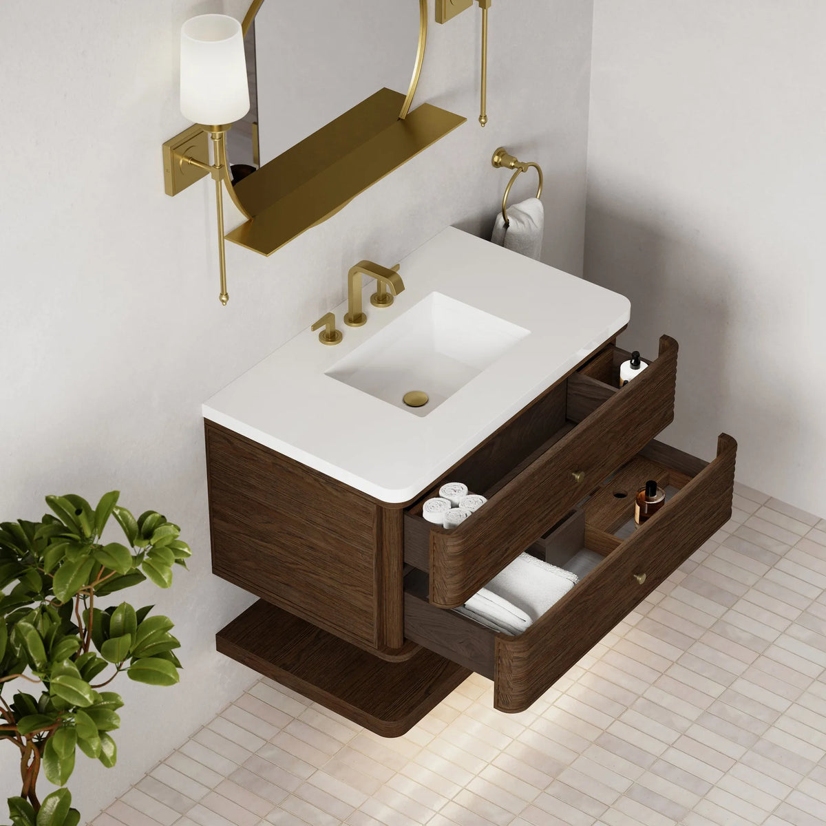 Allamari 36" Single Vanity, Sable w/ 3 CM White Zeus Silestone Top