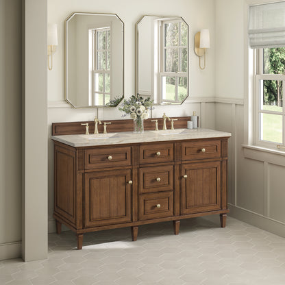 Renovate for Less Atlanta Lorelai 60" Double Vanity, Mid-Century Walnut, w/ 3 CM Tajnar Eclos Top