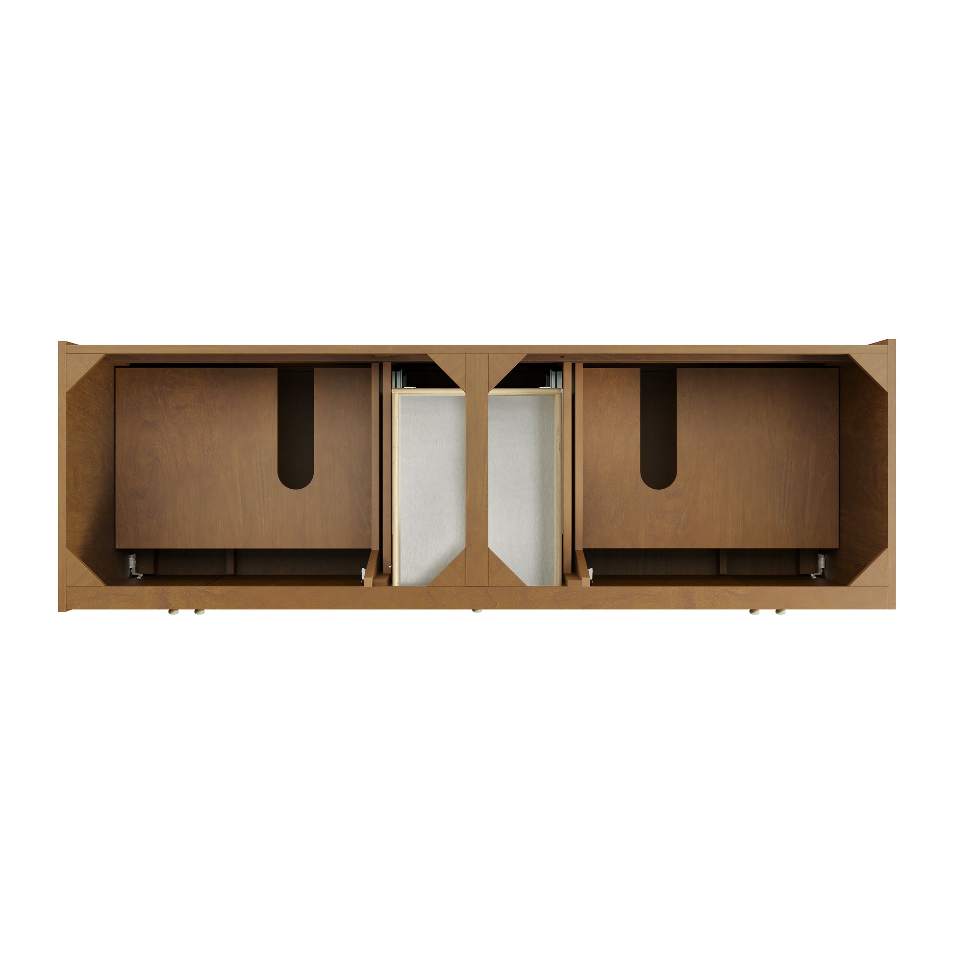 Renovate for Less Atlanta Laurent 72" Double Vanity, Honey Oak w/ 3 CM Parisien Bleu Silestone Top w/FreePower Wireless Charger