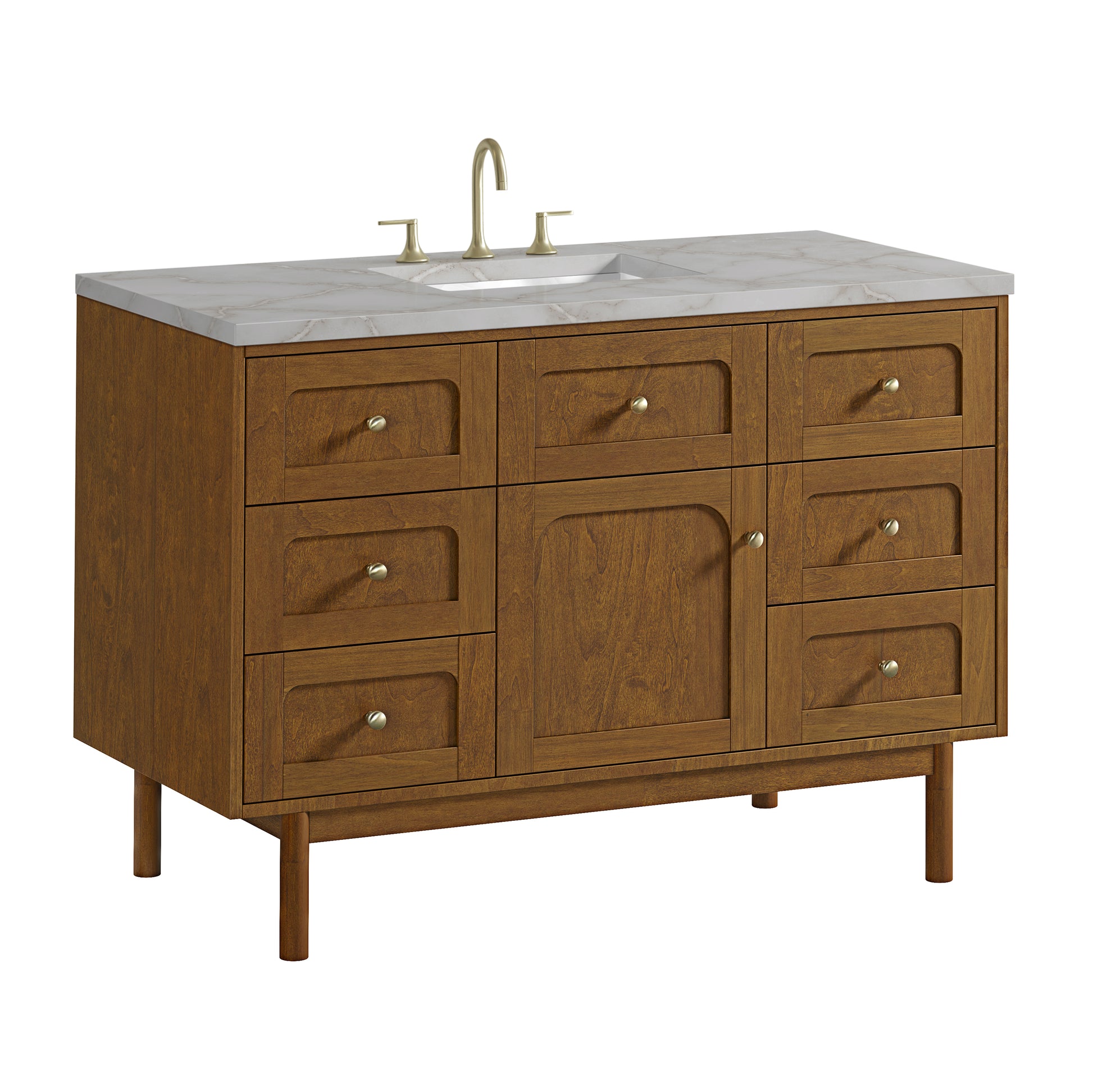 Renovate for Less Atlanta Laurent 48" Single Vanity, Honey Oak w/ 3 CM Victorian Silver Silestone Top