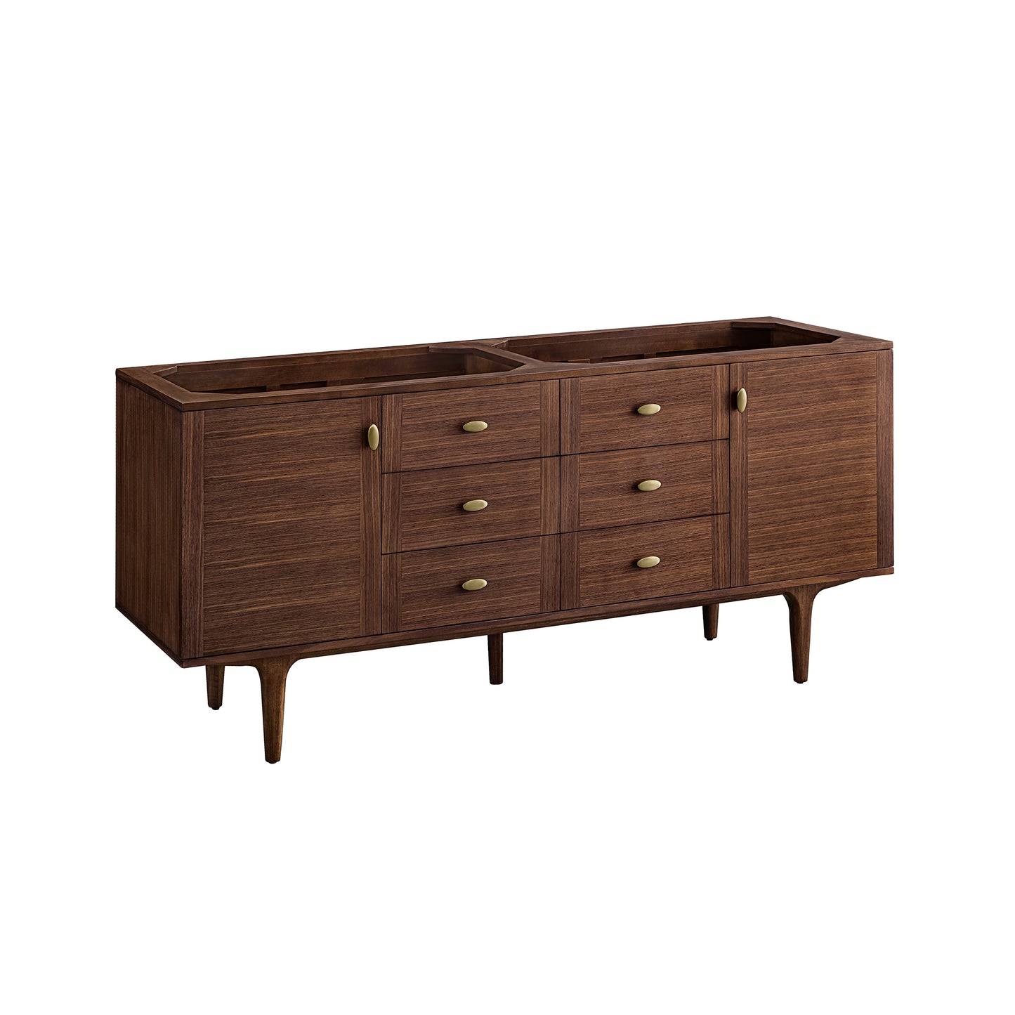 Renovate for Less Atlanta Amberly 72" Double Vanity, Mid-Century Walnut w/ 3 CM Charcoal Soapstone Top