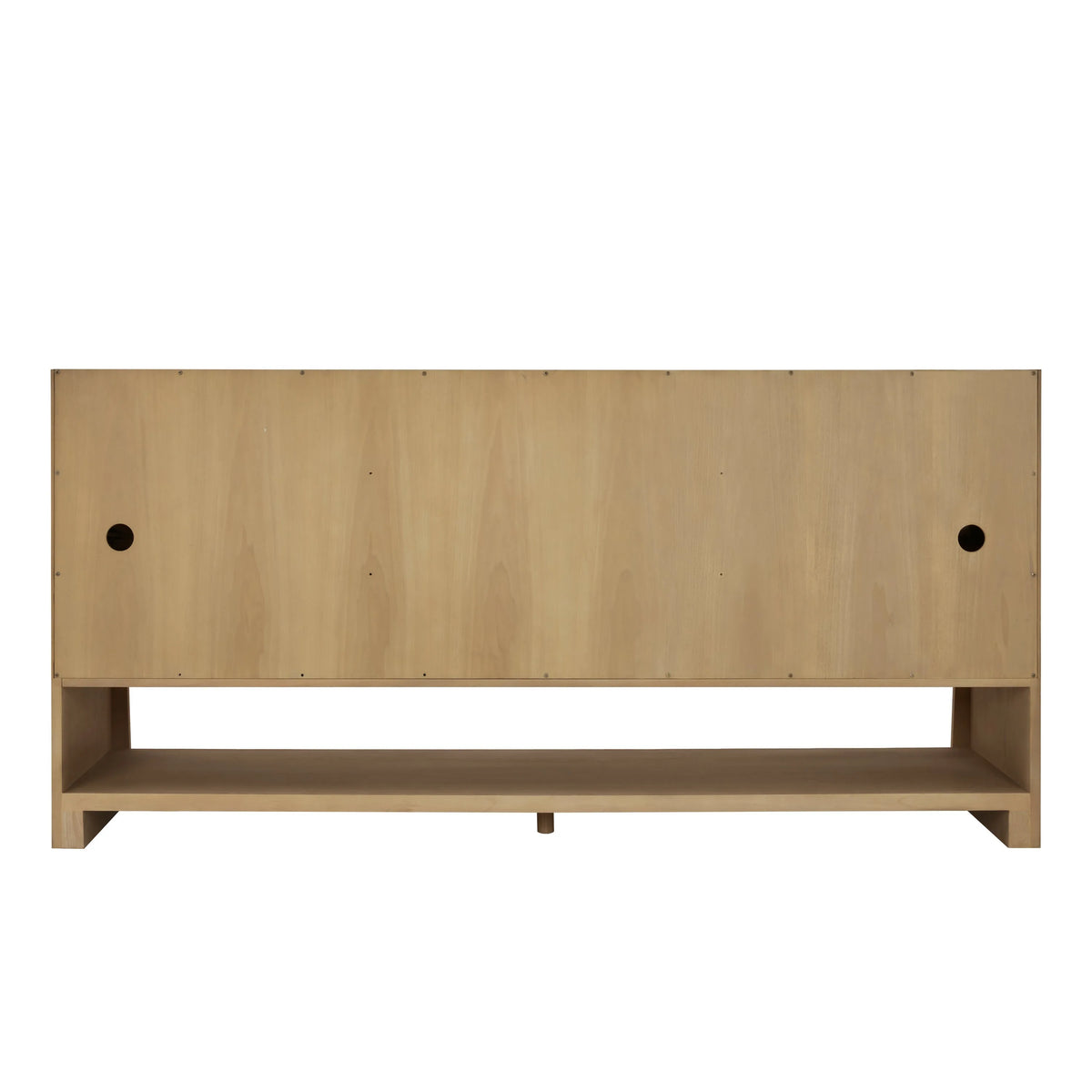 Solene 72" Double Vanity, Seaside Oak, w/ Single Hole 3 CM White Zeus Quartz Top & Backsplash
