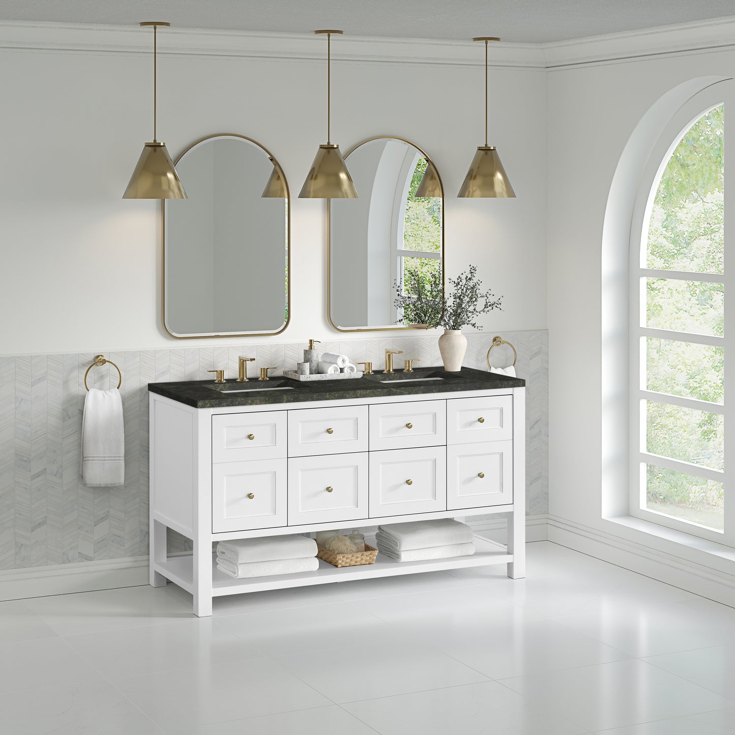 Renovate for Less Atlanta Breckenridge 60" Double Vanity, Bright White, w/ 3 CM Phantome Eclos Top