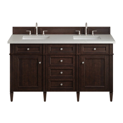 Brittany 60" Double Vanity, Burnished Mahogany w/ 3 CM Lime Delight Silestone Top