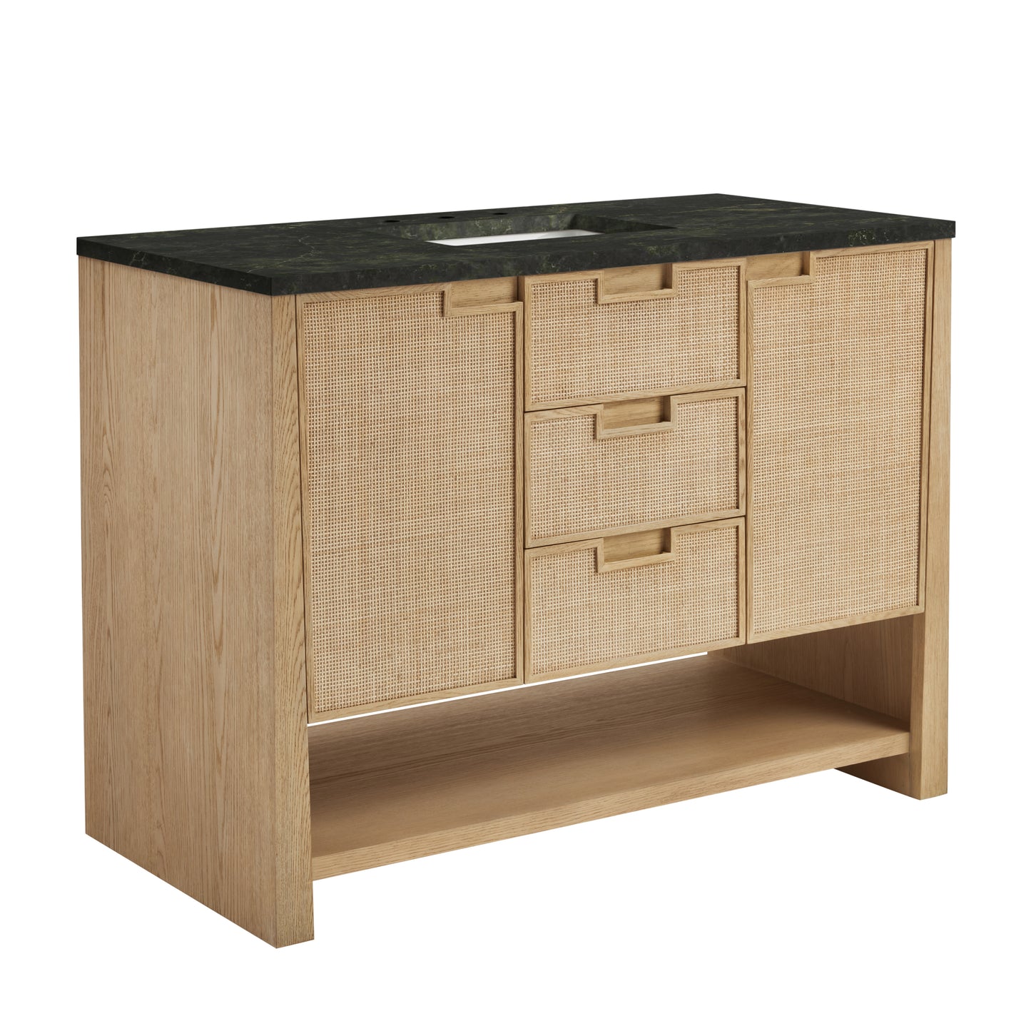 Renovate for Less Atlanta Solene 48" Single Vanity, Seaside Oak, w/ 3 CM Phantome Eclos Top