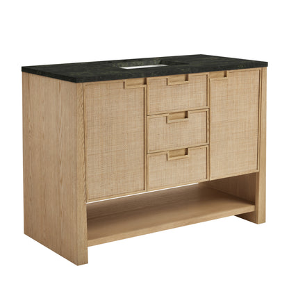 Renovate for Less Atlanta Solene 48" Single Vanity, Seaside Oak, w/ 3 CM Phantome Eclos Top
