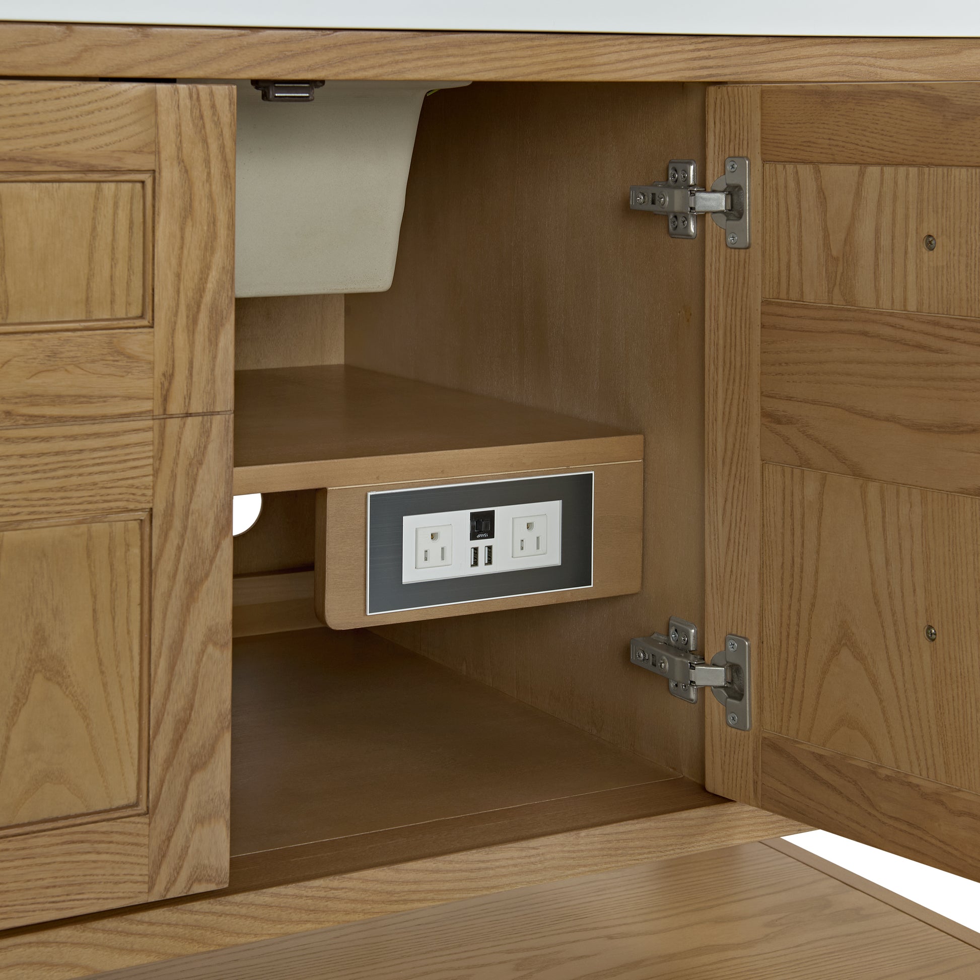 Renovate for Less Atlanta Breckenridge 60" Single Vanity, Light Natural Oak, w/ 3 CM Phantome Eclos Top