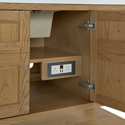 Breckenridge 60" Single Vanity, Light Natural Oak, w/ 3 CM Siberian Silestone Top