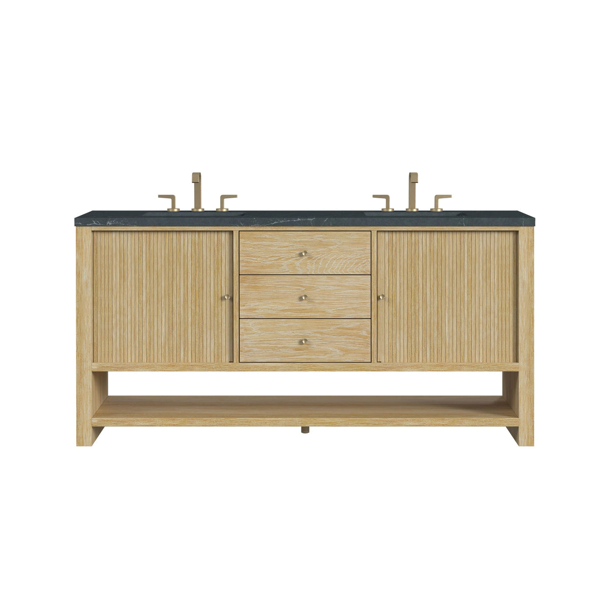 Marigot 72" Double Vanity, Sunwashed Oak w/ 3 CM Charcoal Soapstone Silestone Top