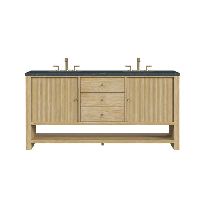 Marigot 72" Double Vanity, Sunwashed Oak w/ 3 CM Charcoal Soapstone Silestone Top