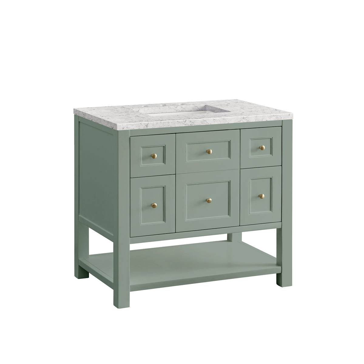 Renovate for Less Atlanta Breckenridge 36" Single Vanity, Smokey Celadon w/ 3 CM Eternal Jasmine Pearl Top