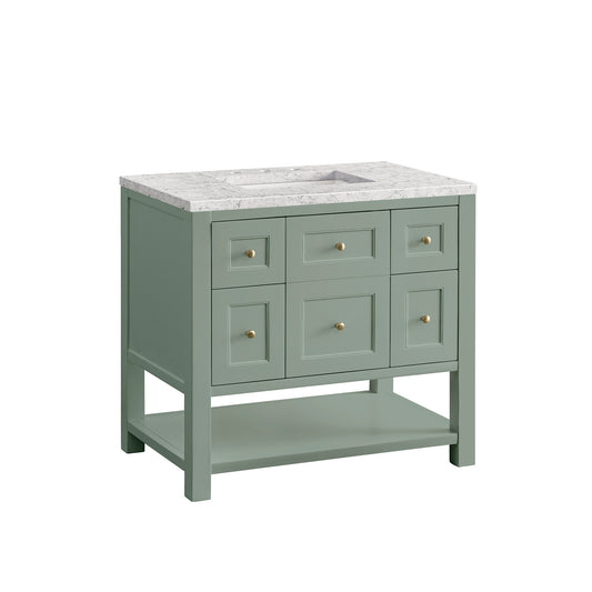 Renovate for Less Atlanta Breckenridge 36" Single Vanity, Smokey Celadon w/ 3 CM Eternal Jasmine Pearl Top