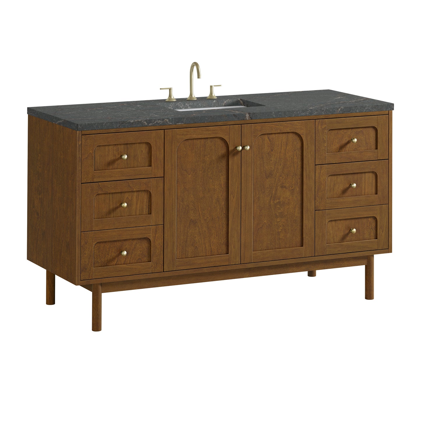 Renovate for Less Atlanta Laurent 60" Single Vanity, Honey Oak w/ 3 CM Parisien Bleu Silestone Top