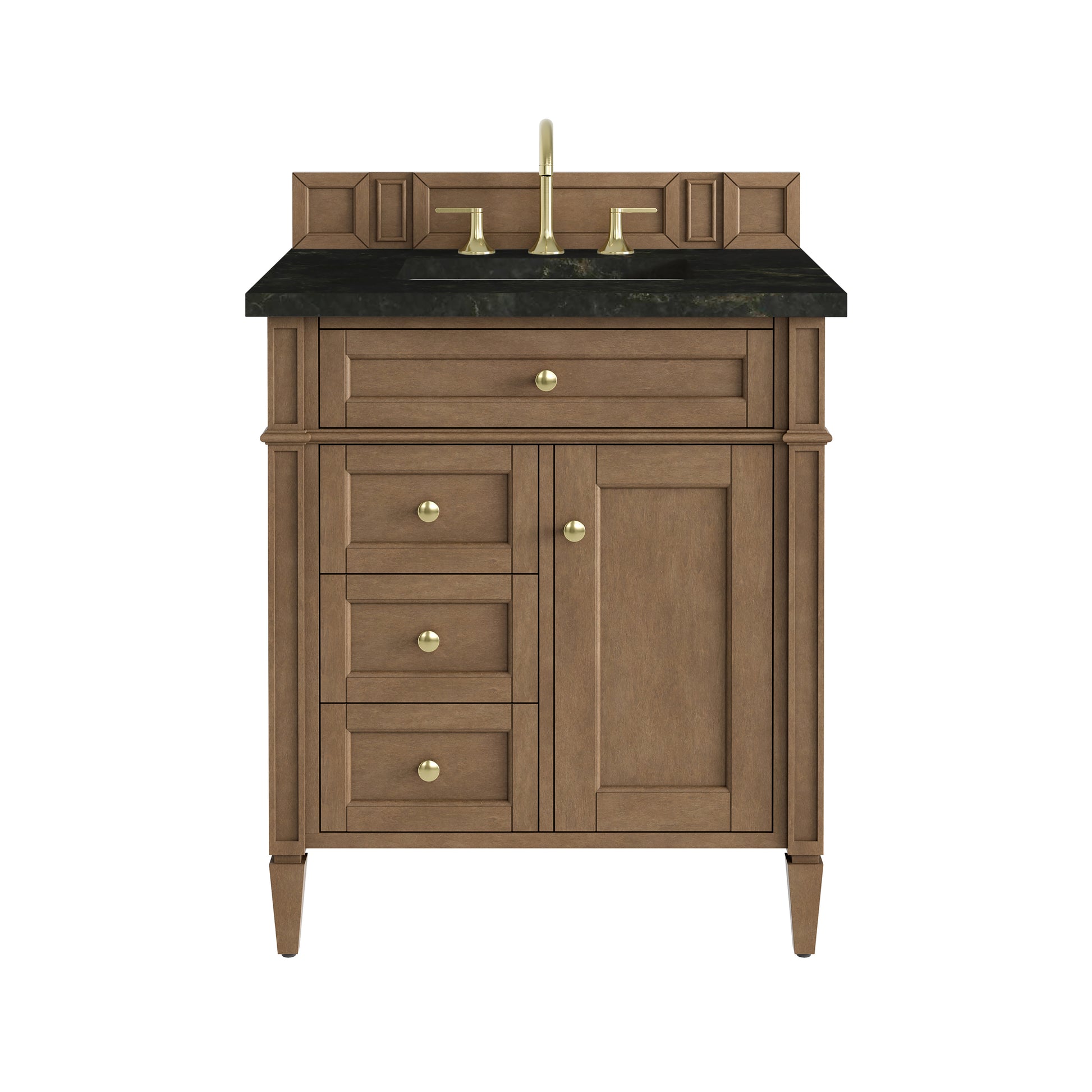 Renovate for Less Atlanta Brittany 30" Single Vanity, Pecan w/ 3 CM Phantome Eclos Top