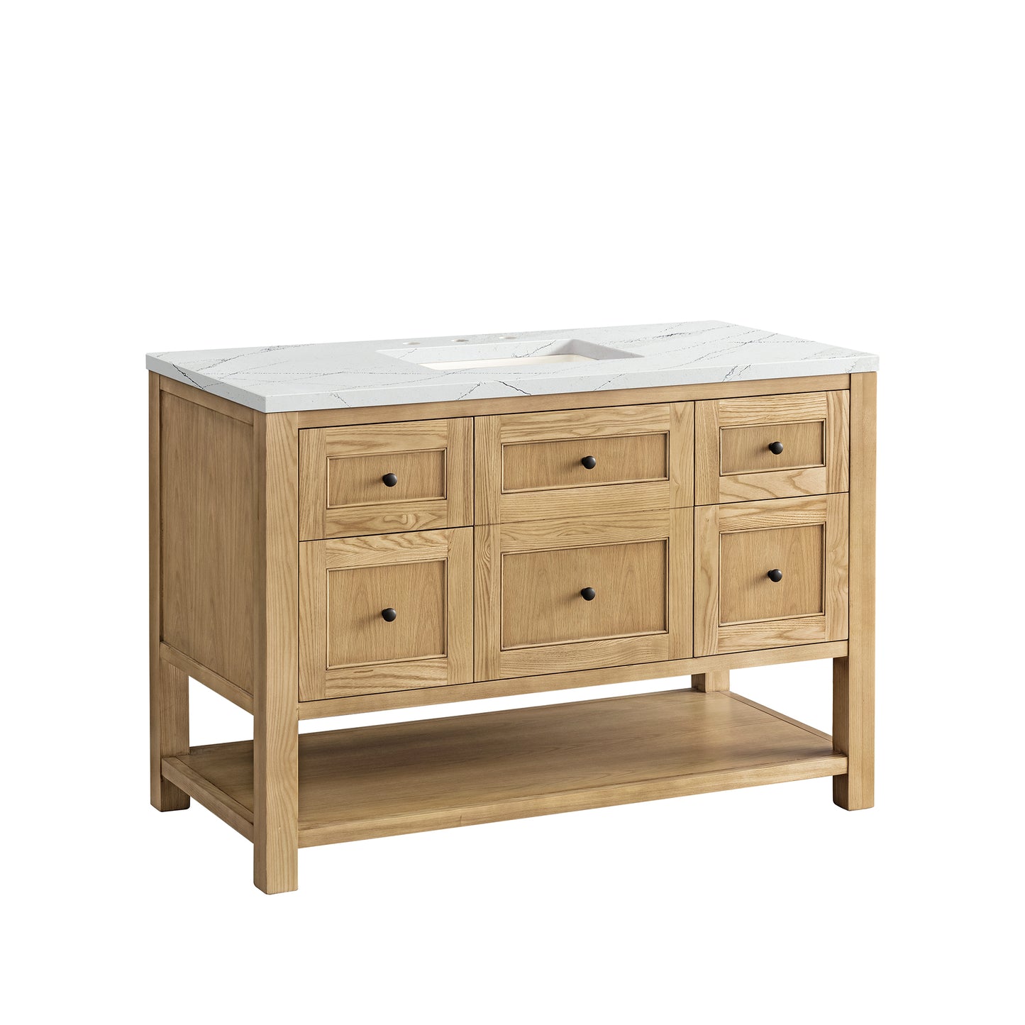 Renovate for Less Atlanta Breckenridge 48" Single Vanity, Light Natural Oak w/ 3 CM Ethereal Noctis Top w/FreePower Wireless Charger
