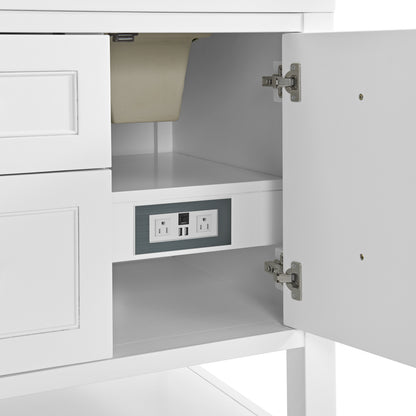 Renovate for Less Atlanta Breckenridge 60" Double Vanity, Bright White, w/ 3 CM Lime Delight Quartz Top