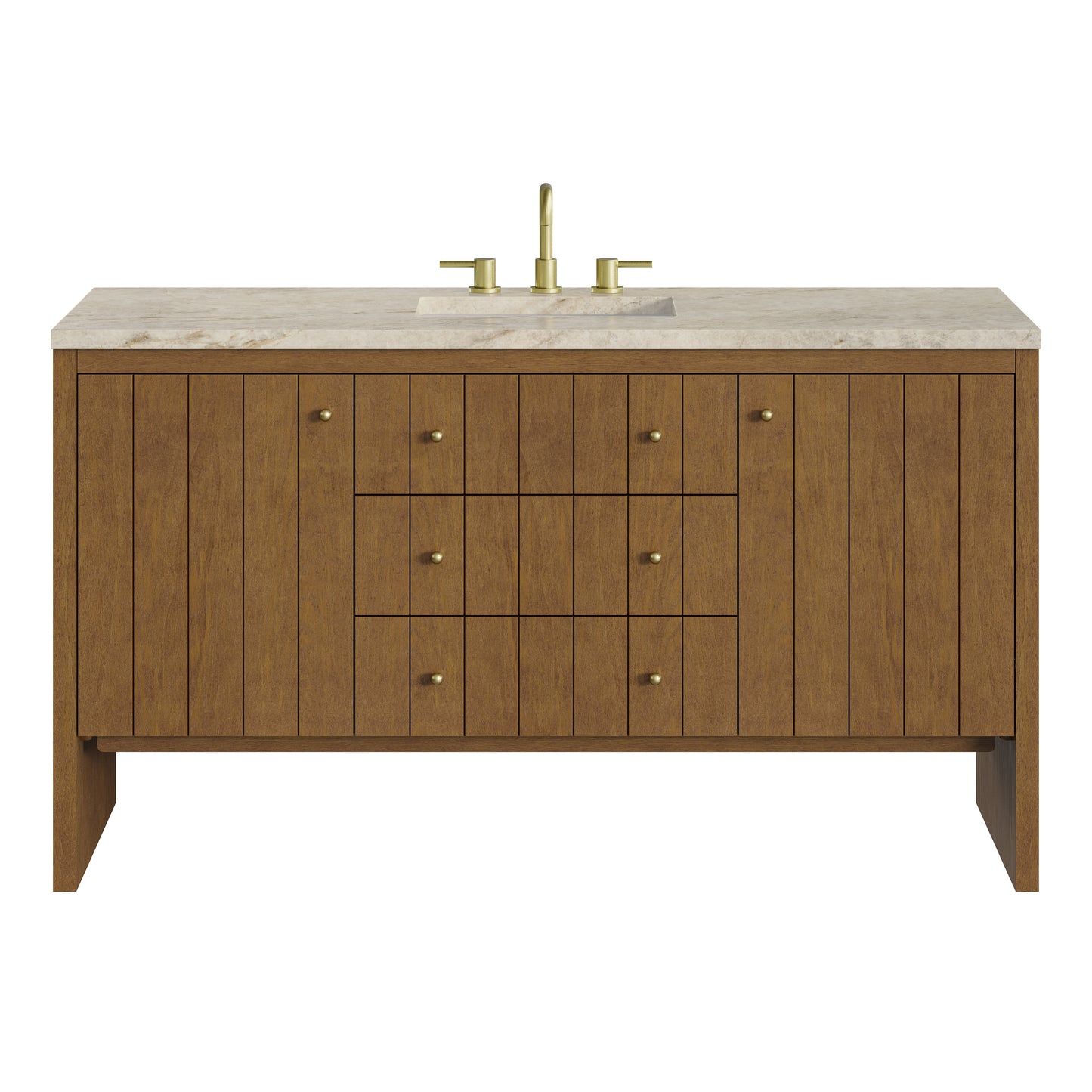Renovate for Less Atlanta Hudson 60" Single Vanity, Honey Oak w/ 3 CM Tajnar Eclos Top