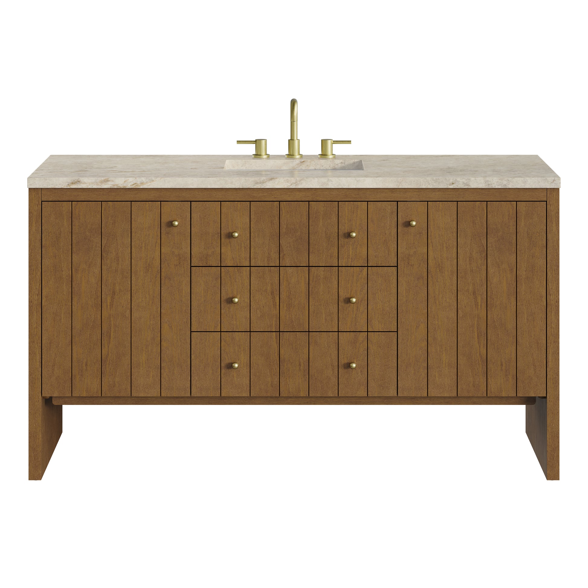 Renovate for Less Atlanta Hudson 60" Single Vanity, Honey Oak w/ 3 CM Tajnar Eclos Top