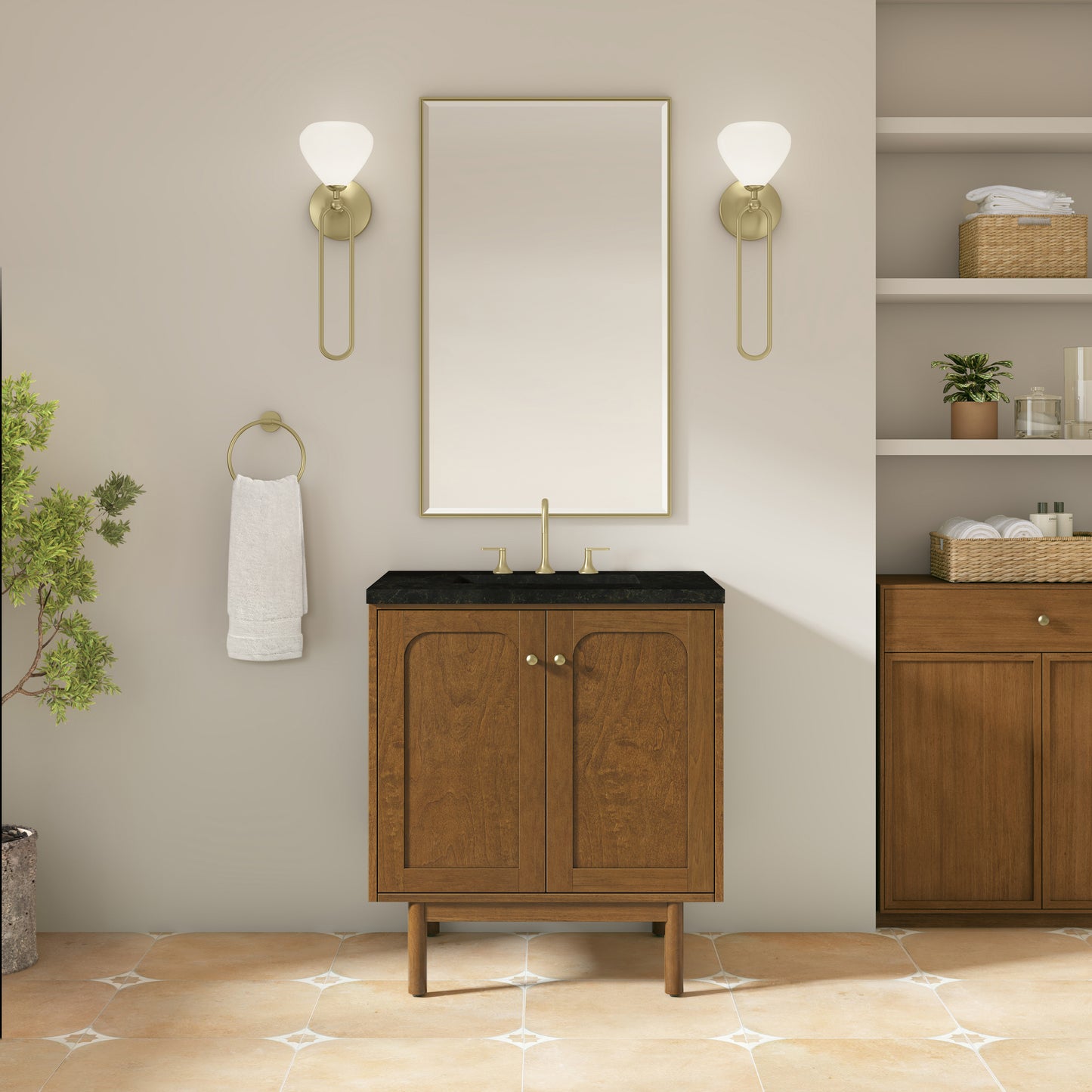 Renovate for Less Atlanta Laurent 30" Single Vanity, Honey Oak w/ 3 CM Phantome Eclos Top