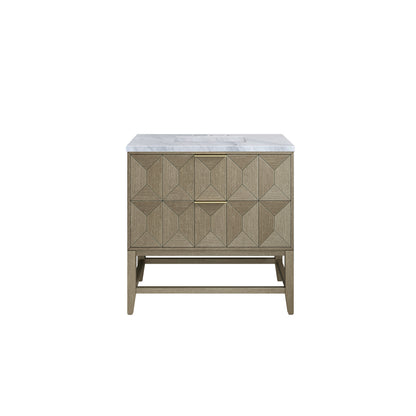 Renovate for Less Atlanta Emmeline 36" Single Vanity, Pebble Oak w/ 3 CM Carrara Marble Top