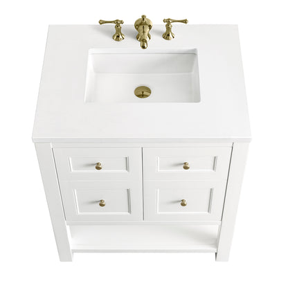 Renovate for Less Atlanta Breckenridge 30" Single Vanity, Bright White w/ 3 CM White Zeus Top