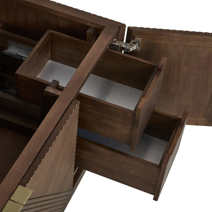 Renovate for Less Atlanta Marcello 48" Single Vanity, Chestnut w/ 3 CM Victorian Silver Silestone Top w/ FreePower Wireless Charger