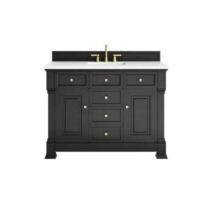 Brookfield 48" Single Vanity, Black Onyx,  w/ 3 CM White Zeus Silestone Top