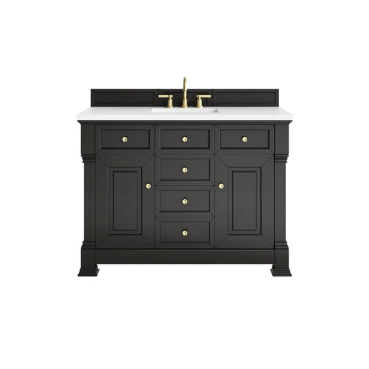 Brookfield 48" Single Vanity, Black Onyx,  w/ 3 CM White Zeus Silestone Top