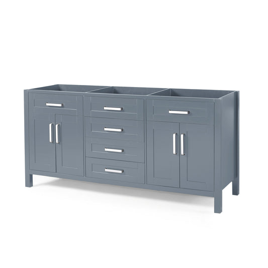 Greeley 72" Double Vanity in Gray with Quartz Top Noble House