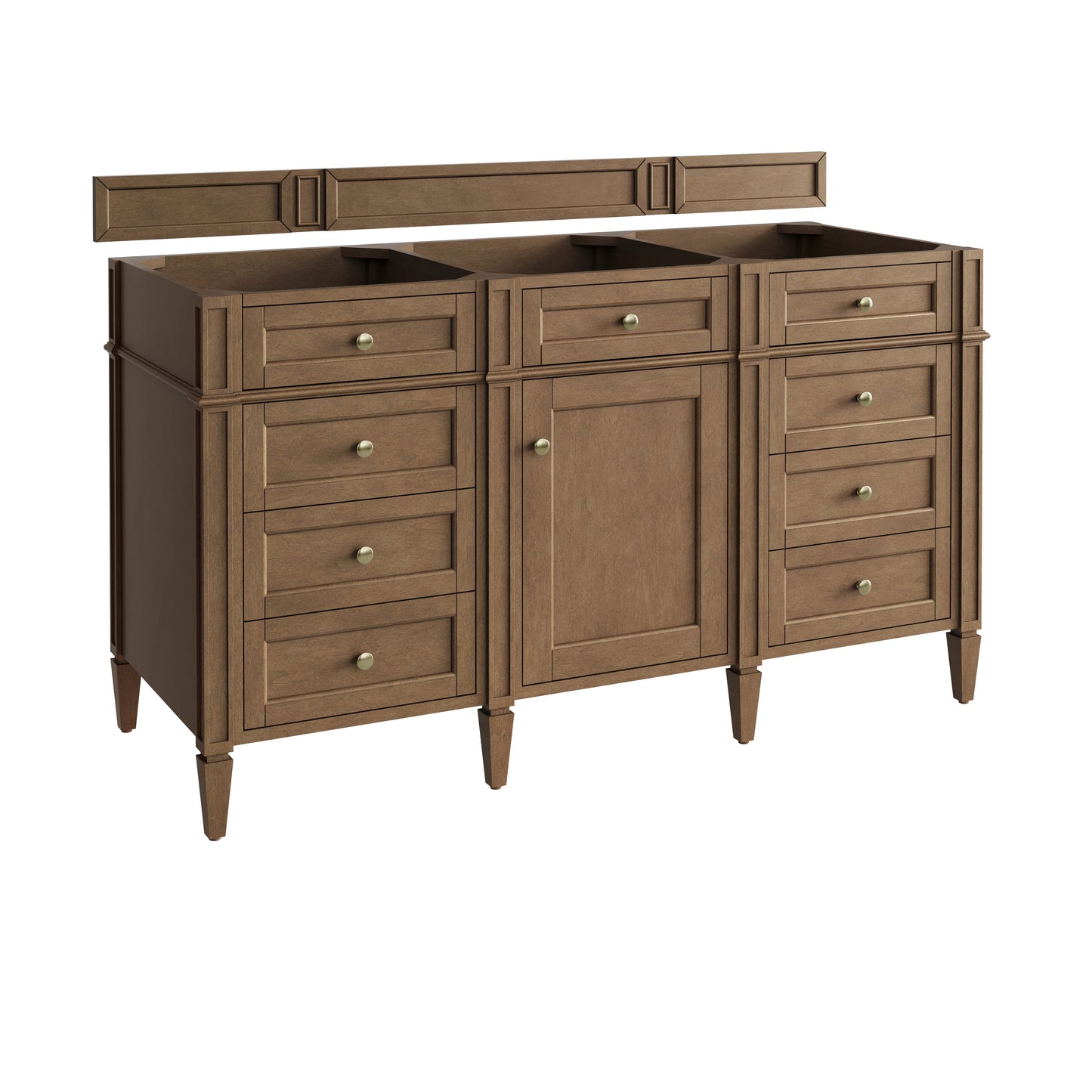 Renovate for Less Atlanta Brittany 60" Single Vanity, Pecan w/ 3 CM Tajnar Eclos Top w/FreePower Wireless Charger