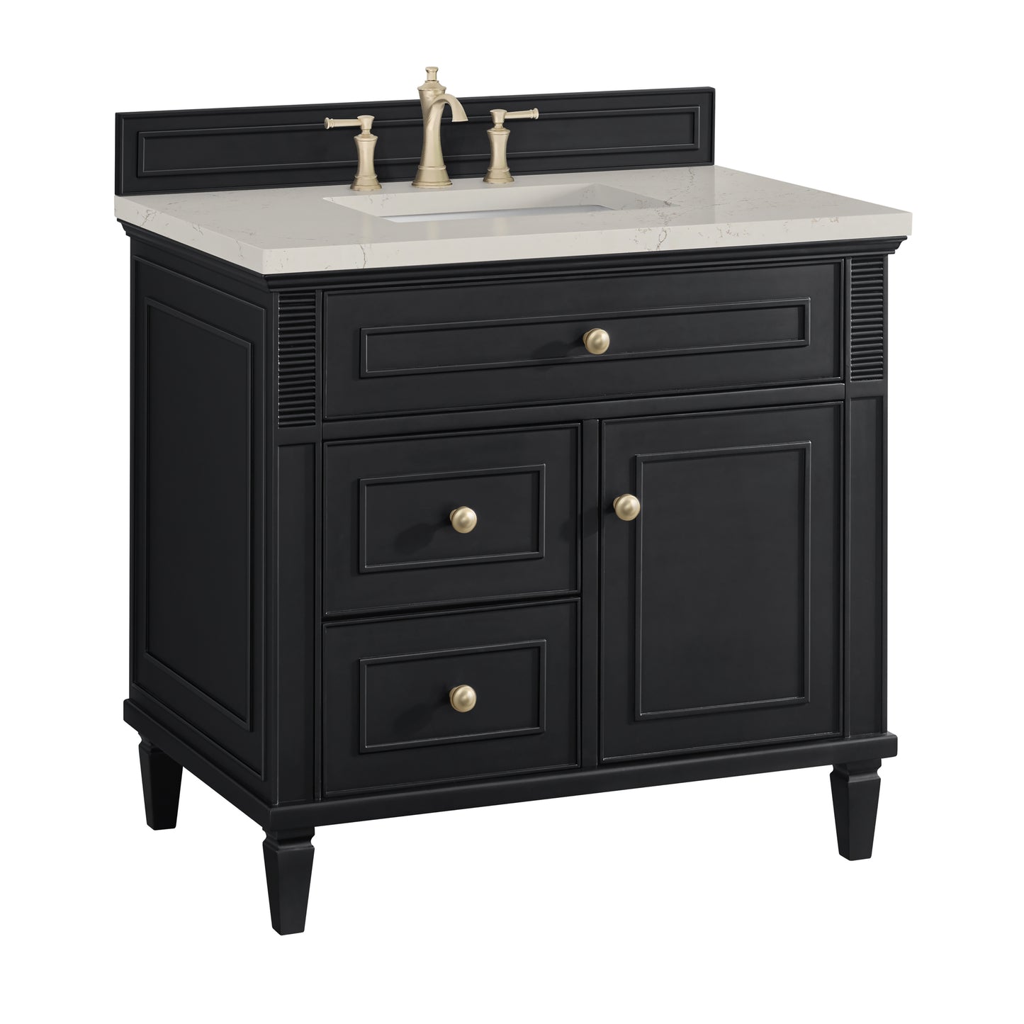 Renovate for Less Atlanta Lorelai 36" Single Vanity, Black Onyx, w/ 3 CM Siberian Silestone Top