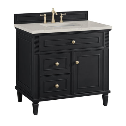 Renovate for Less Atlanta Lorelai 36" Single Vanity, Black Onyx, w/ 3 CM Siberian Silestone Top