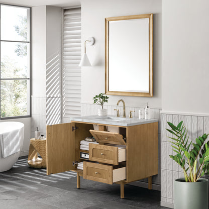 Renovate for Less Atlanta Laurent 36" Single Vanity, Light Natural Oak w/ 3 CM Victorian Silver Top