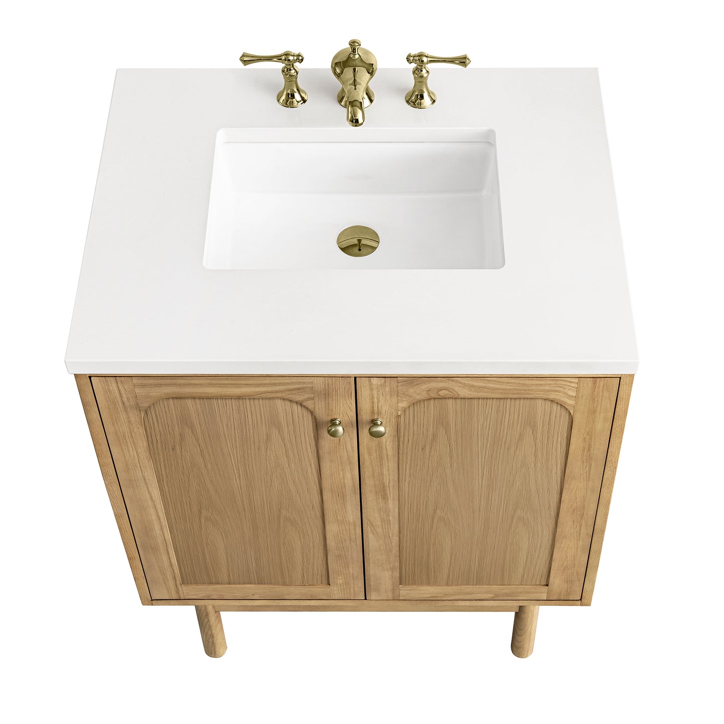 Renovate for Less Atlanta Laurent 30" Single Vanity, Light Natural Oak w/ 3 CM White Zeus Top