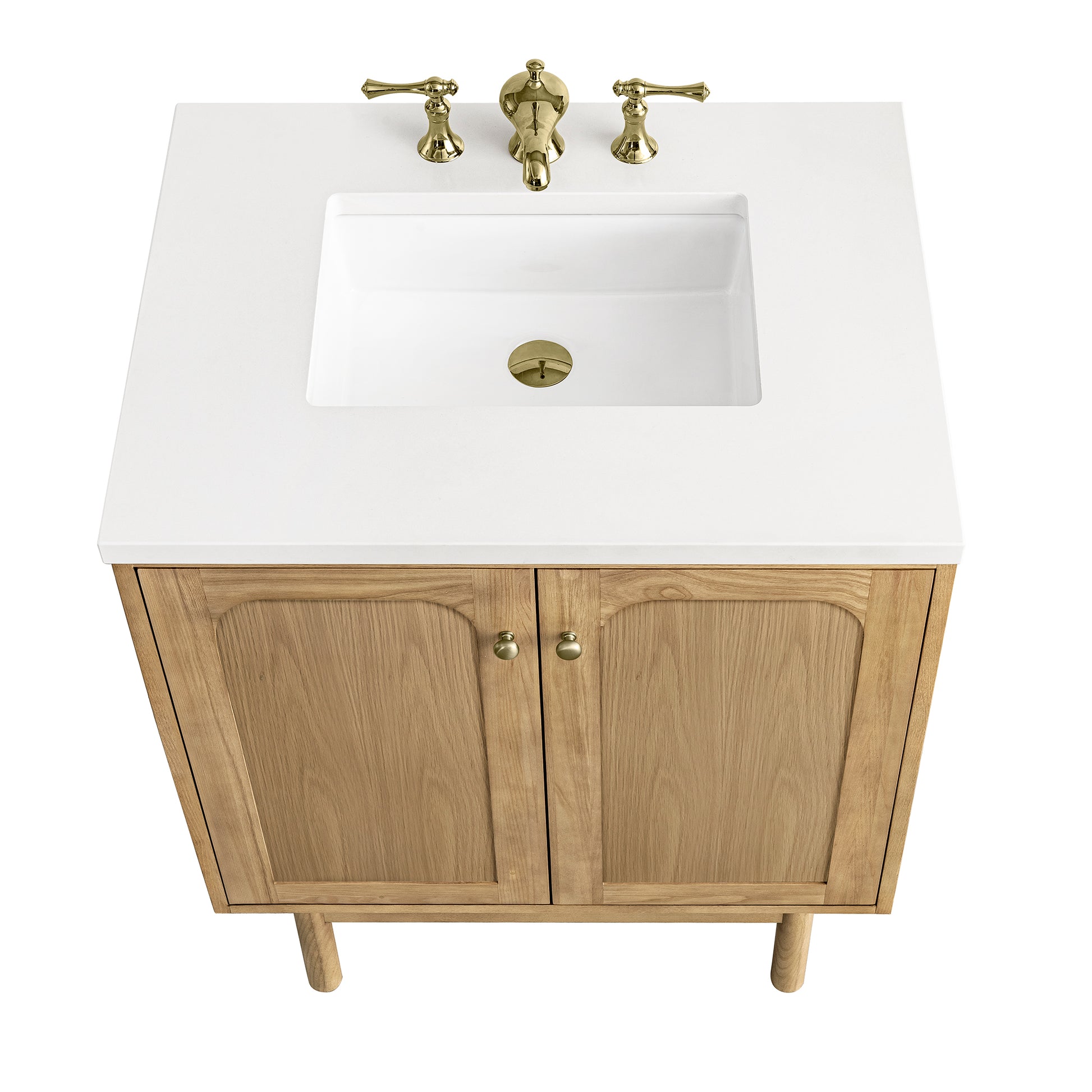 Renovate for Less Atlanta Laurent 30" Single Vanity, Light Natural Oak w/ 3 CM White Zeus Top