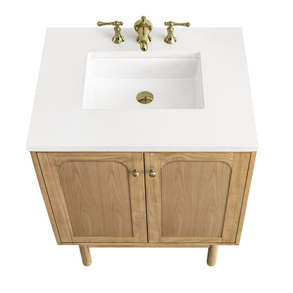 Renovate for Less Atlanta Laurent 30" Single Vanity, Light Natural Oak w/ 3 CM White Zeus Top