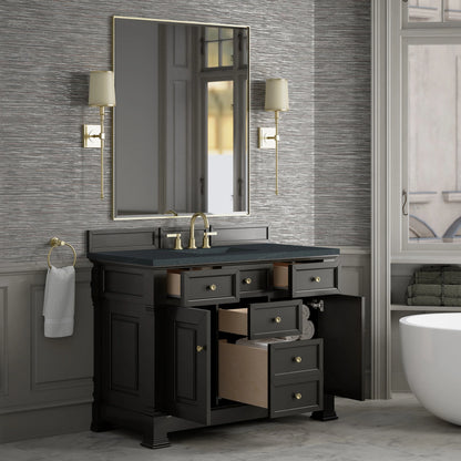 Brookfield 48" Single Vanity, Black Onyx w/3 CM Charcoal Soapstone Silestone Top