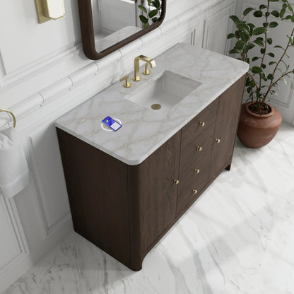 Gracyn 48" Single Vanity, Sable, w/ 3 CM Victorian Silver Silestone Top w/ FreePower Wireless Charger