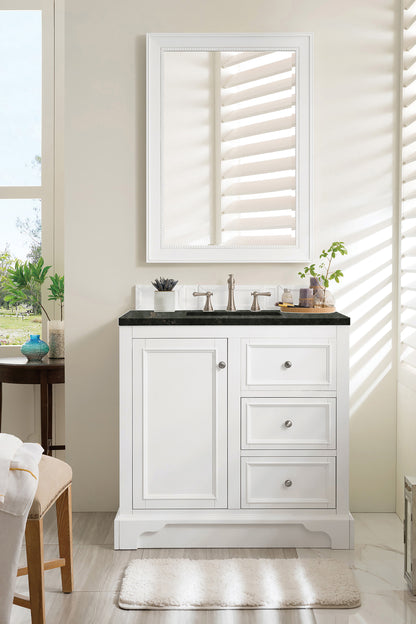Renovate for Less Atlanta De Soto 36" Single Vanity, Bright White, w/ 3 CM Phantome Eclos Top