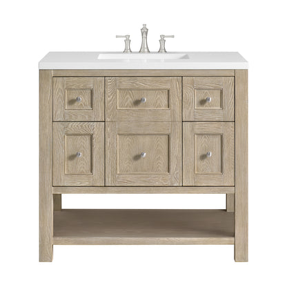 Renovate for Less Atlanta Breckenridge 36" Single Vanity, Whitewashed Oak w/ 3 CM White Zeus Silestone Top