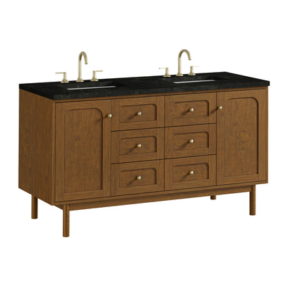 Renovate for Less Atlanta Laurent 60" Double Vanity, Honey Oak w/ 3 CM Phantome Eclos Top