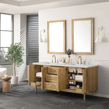 Renovate for Less Atlanta Laurent 72" Double Vanity, Light Natural Oak w/ 3 CM Lime Delight Top
