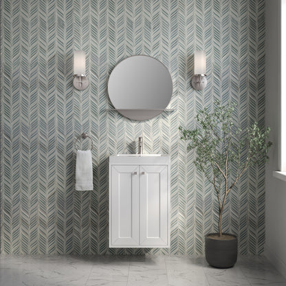 Renovate for Less Atlanta Chianti 20" Single Vanity, Glossy White, Brushed Nickel, w/ White Glossy Composite Stone Top