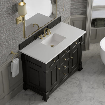 Brookfield 48" Single Vanity, Black Onyx,  w/ 3 CM White Zeus Silestone Top