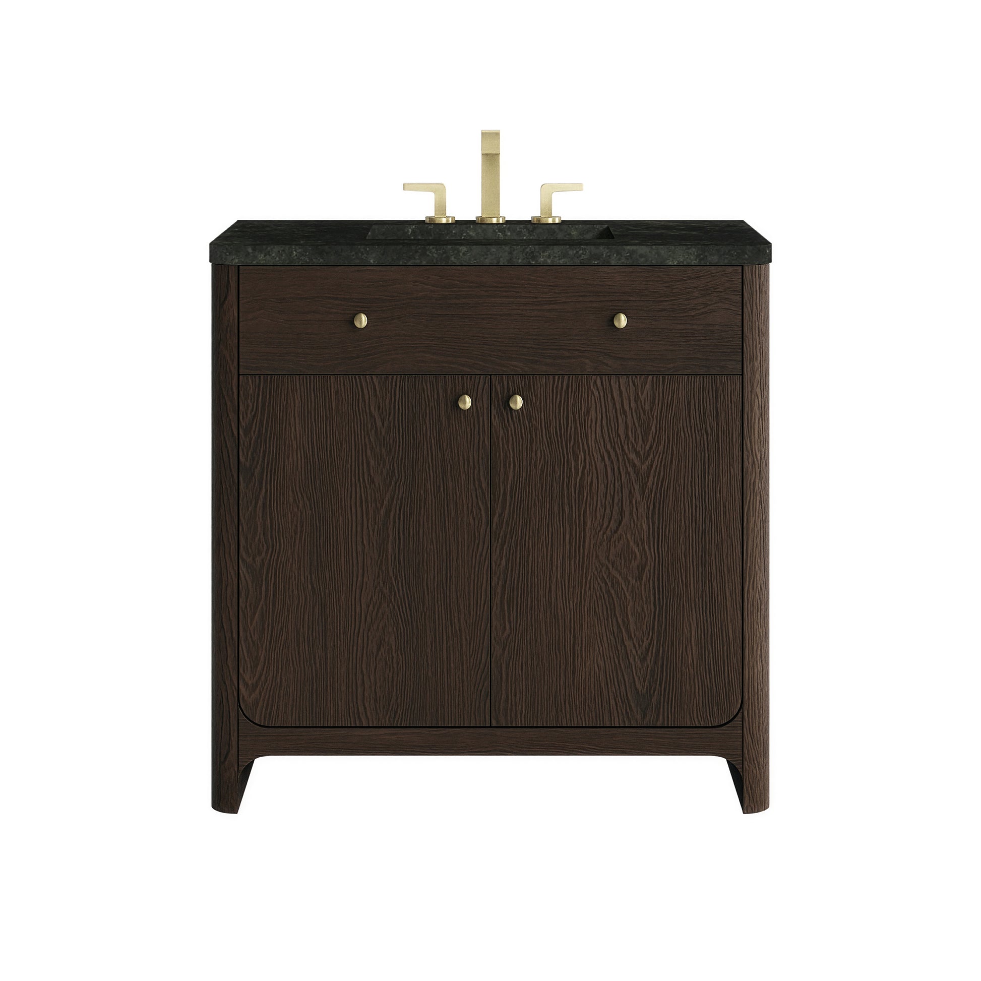 Renovate for Less Atlanta Gracyn 36" Single Vanity, Sable, w/ 3 CM Phantome Eclos Widespread Top