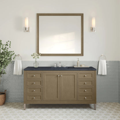 Chicago 60" Single Vanity, Walnut Whisper, w/ 3 CM Charcoal Soapstone Silestone® Top