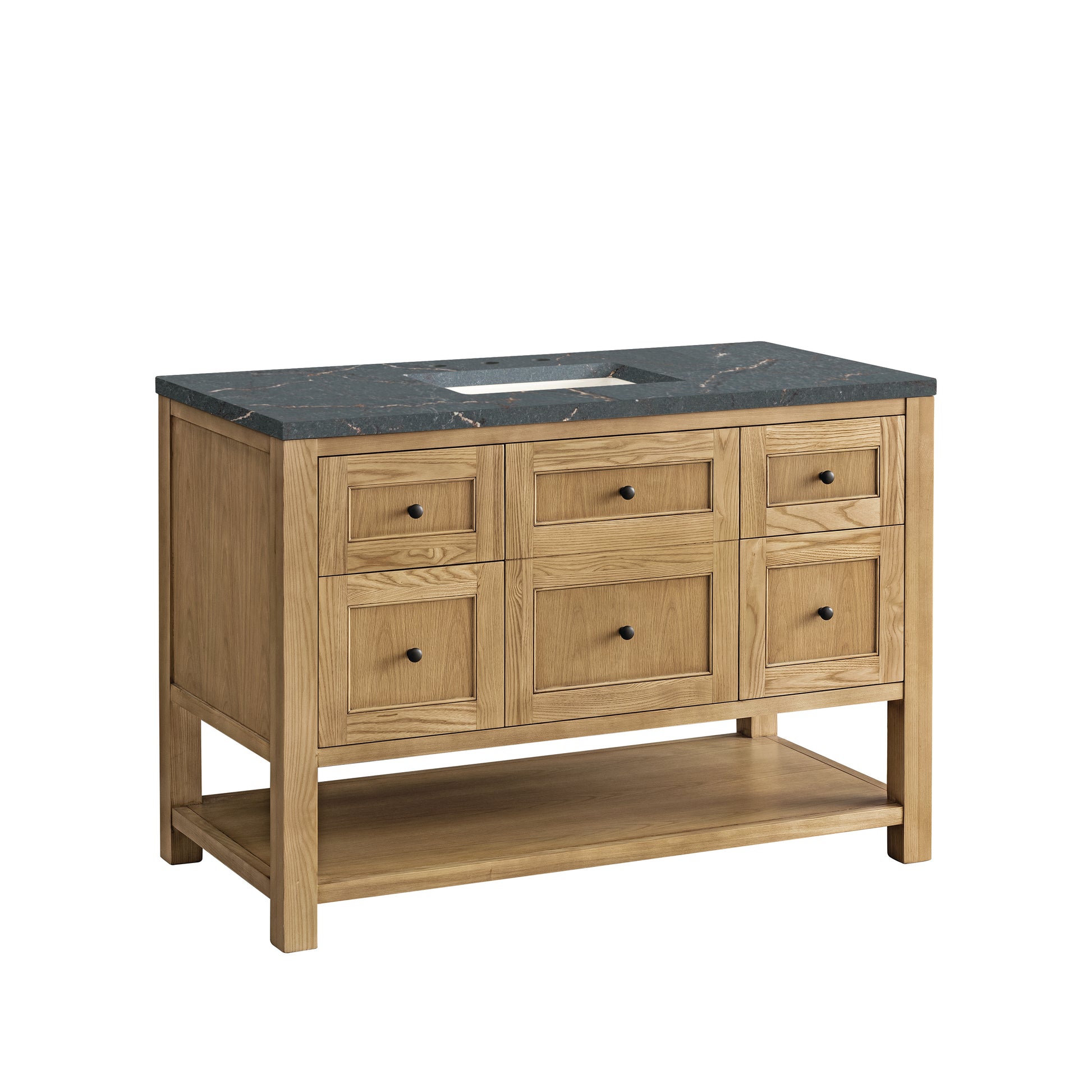 Renovate for Less Atlanta Breckenridge 48" Single Vanity, Light Natural Oak w/ 3 CM Parisien Bleu Top